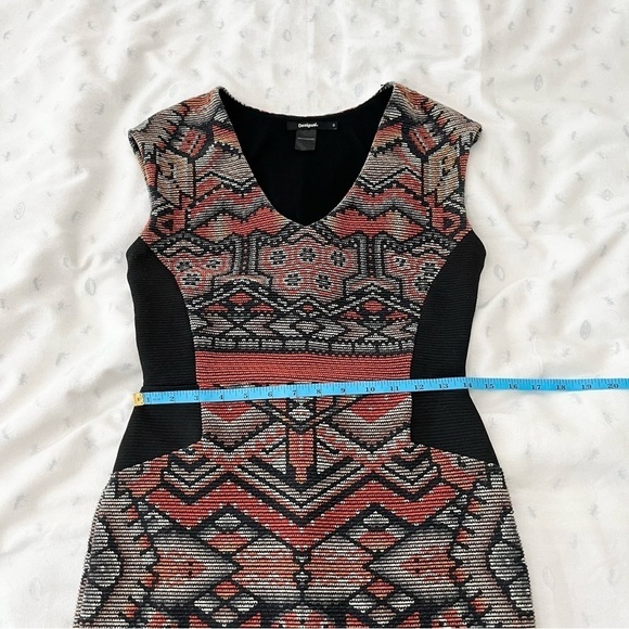 Desigual Dunia Aztec Bodycon Mini Dress Slimming Panels Small Tribal Chic Small - Picture 15 of 16